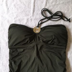 Michael Kors Logo Ring Bandeau Tankini Top